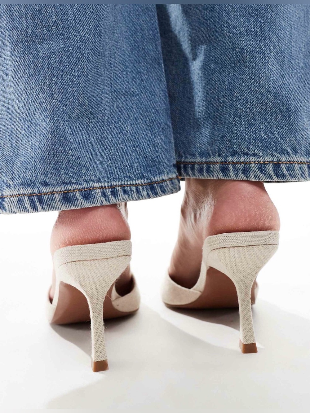 ASOS DESIGN Heyday Pointed Sole Heeled Mules in Natural - Picture 3 of 3